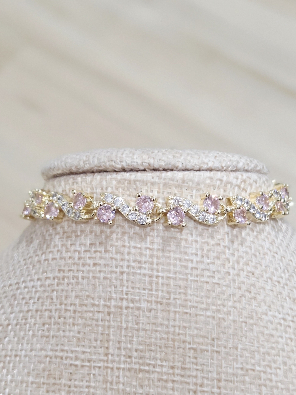 Elegant Pink Gold Tennis Bracelet - Women Jewelry